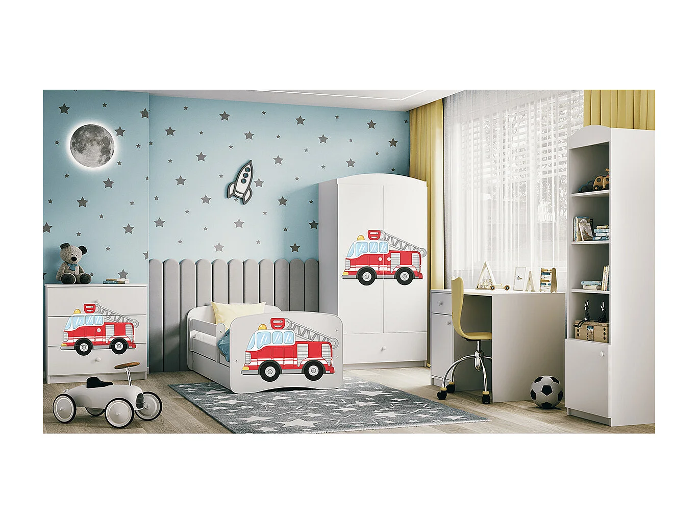 Kocot Kids Babydream Pompier Cassettone a 3 cassetti - Bianco