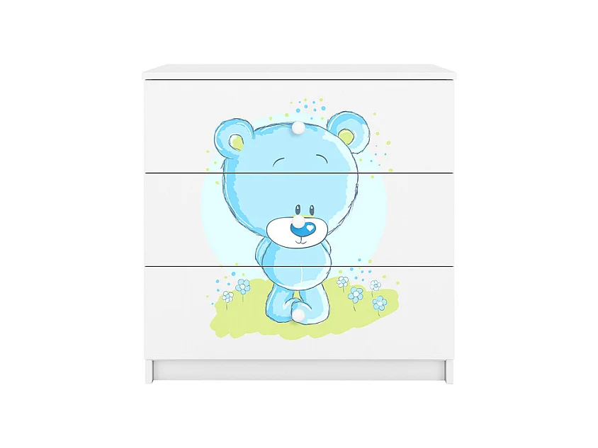 Kommode mit 3 Schubladen Kocot Kids Babydream Bär blau - Weiß