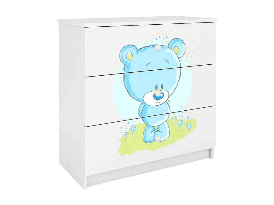 Cassettiera a 3 cassetti Kocot Kids Babydream Blue Bear - Bianco