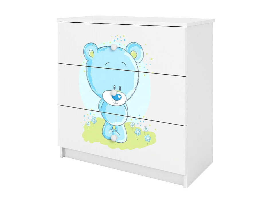 Cassettiera a 3 cassetti Kocot Kids Babydream Blue Bear - Bianco