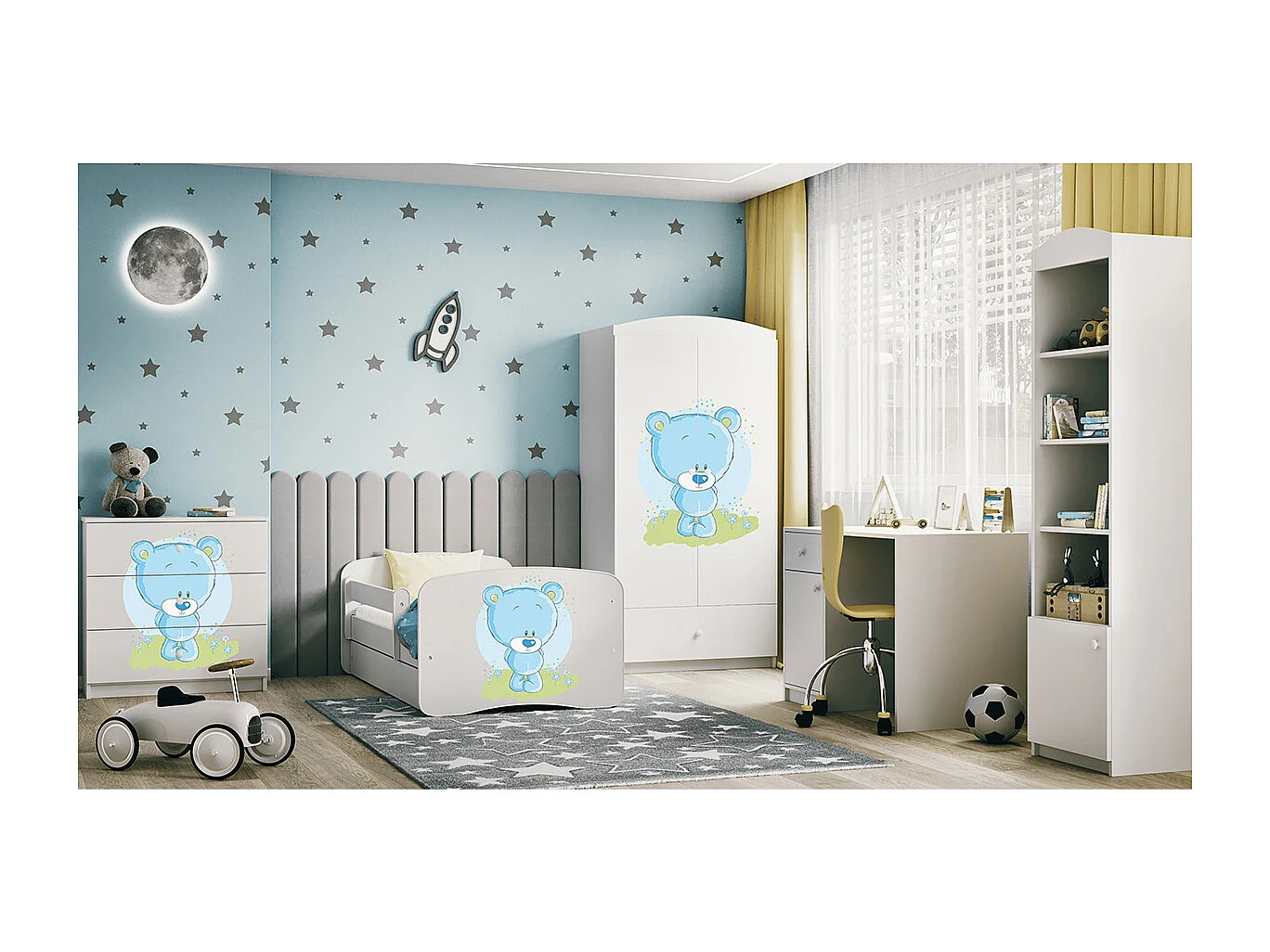 Cassettiera a 3 cassetti Kocot Kids Babydream Blue Bear - Bianco