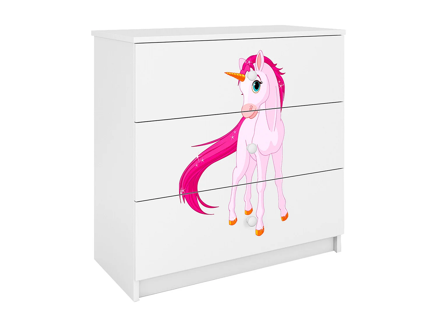 Commode 3 tiroirs Babydream Licorne - Blanc