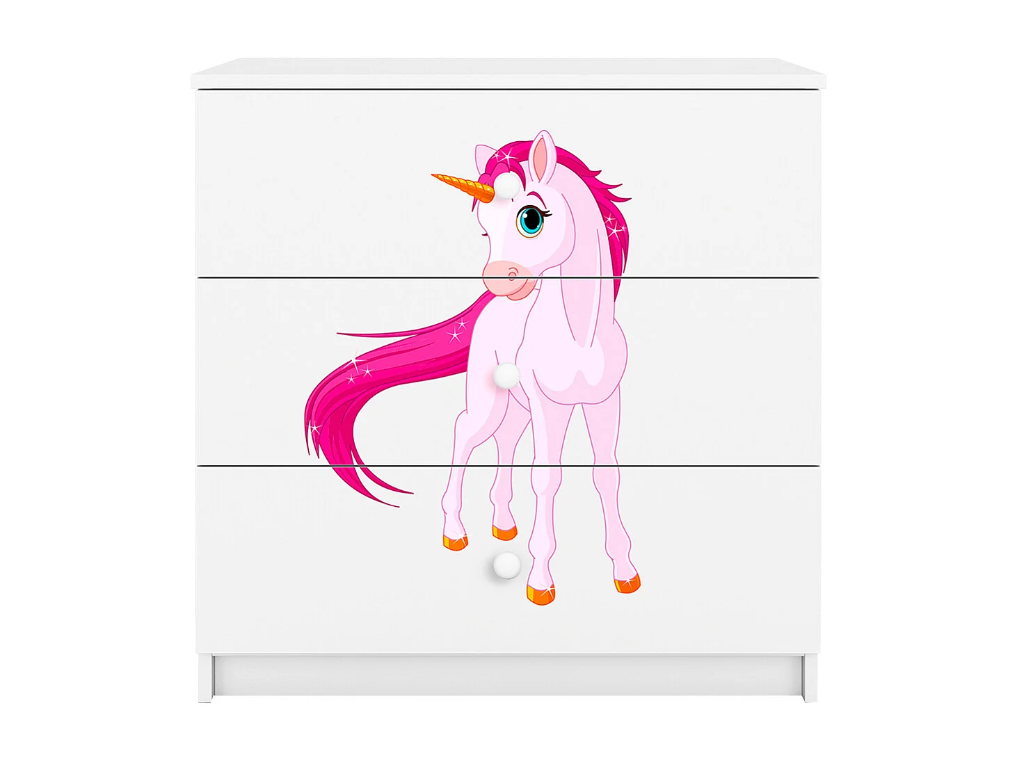 Commode 3 tiroirs Babydream Licorne - Blanc