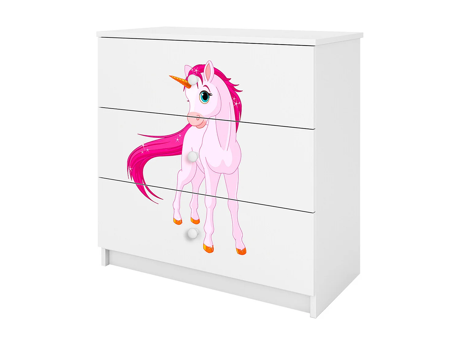 Commode 3 tiroirs Babydream Licorne - Blanc