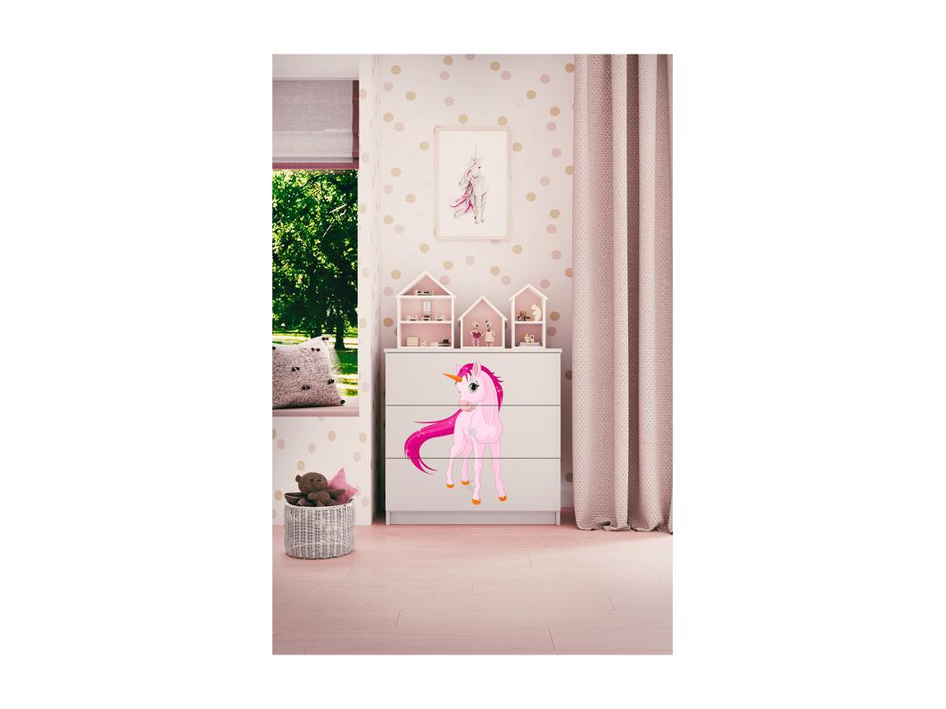 Commode 3 tiroirs Babydream Licorne - Blanc