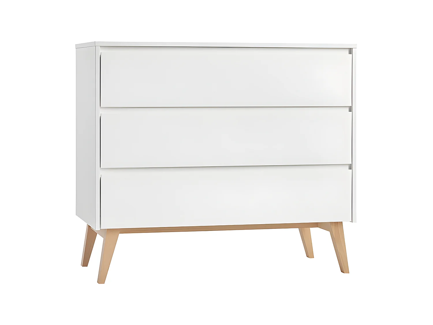 Commode 3 tiroirs Swing - Blanc et bois