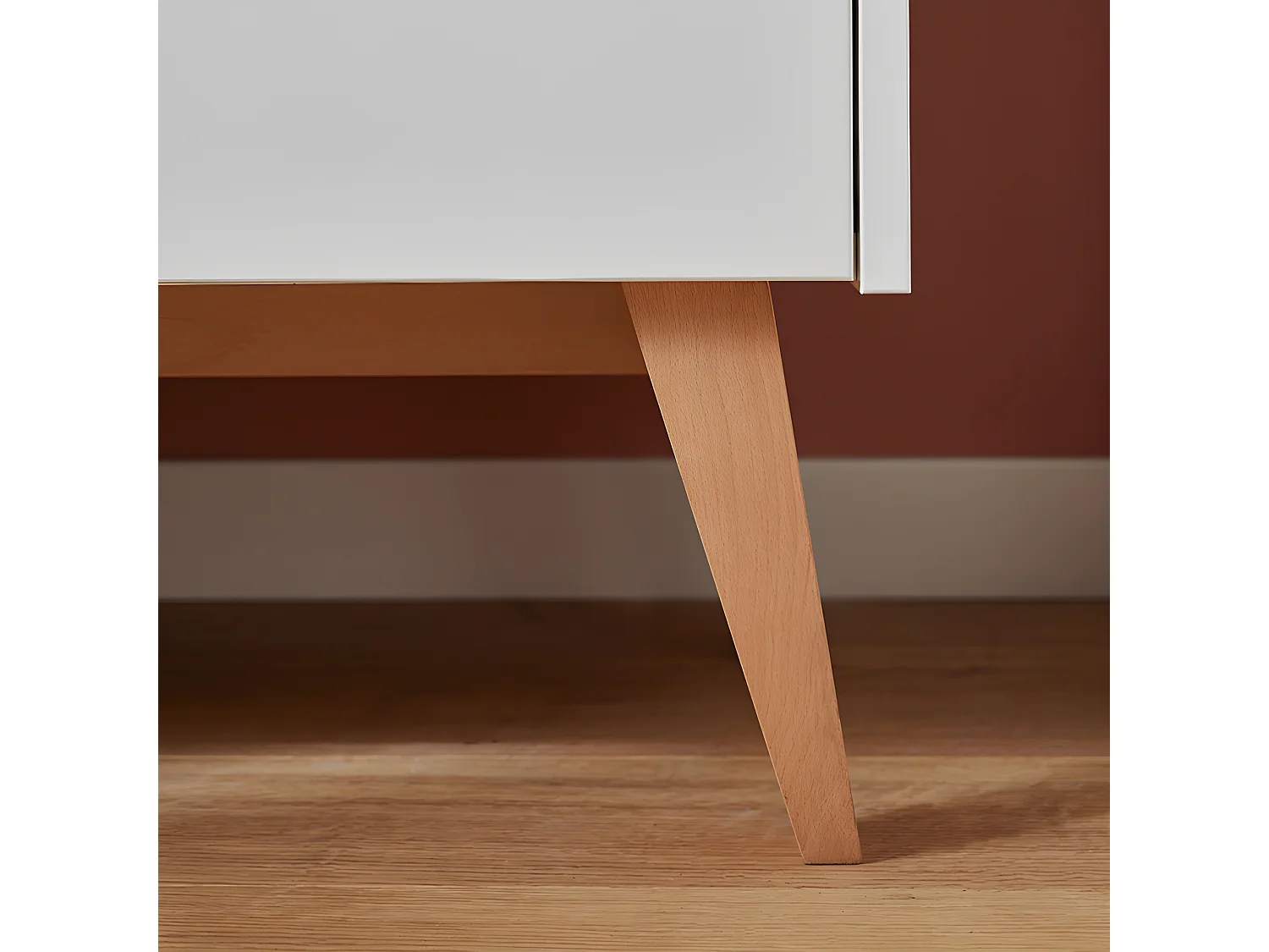 Commode 3 tiroirs Swing - Blanc et bois