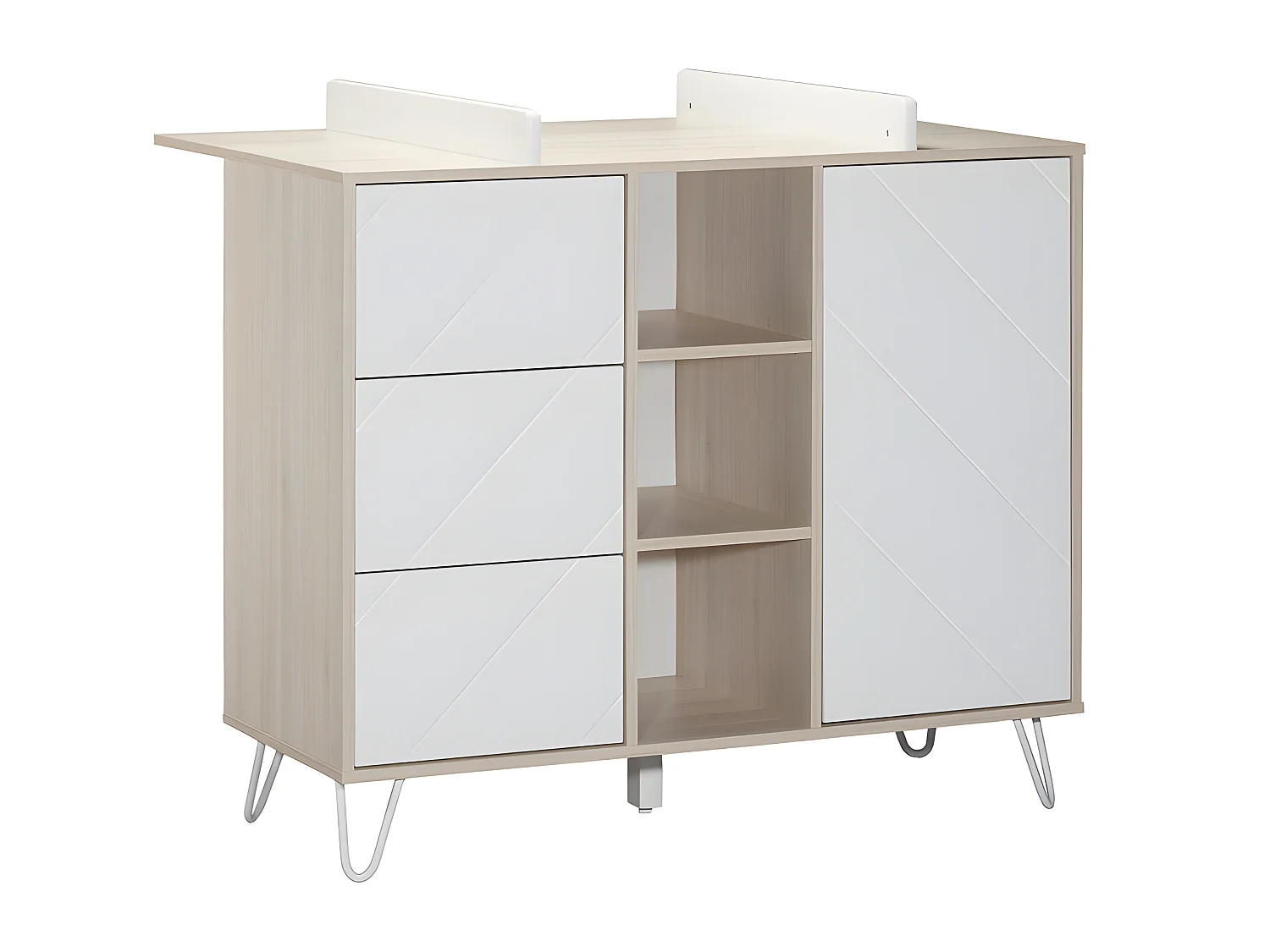 Plan à langer pour grande commode Happy Blanc et bois