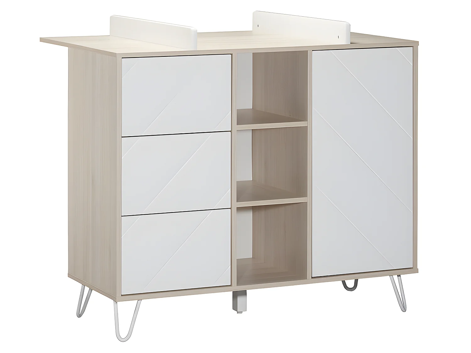 Plan à langer pour grande commode Happy Blanc et bois