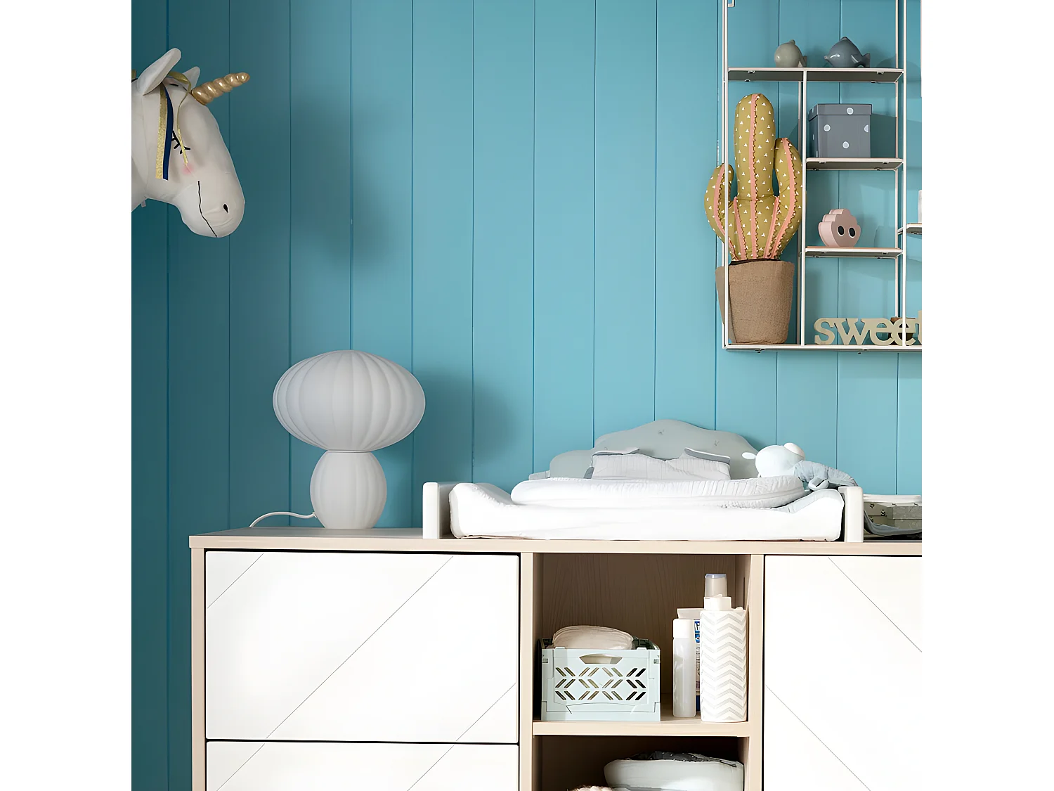 Plan à langer pour grande commode Happy Blanc et bois