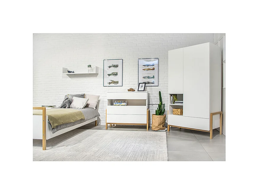 Kocot Kids Victor 3-ladekast 1 niche - Wit en Eik