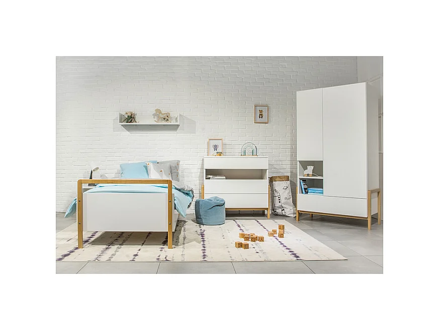 Kocot Kids Victor 3-ladekast 1 niche - Wit en Eik