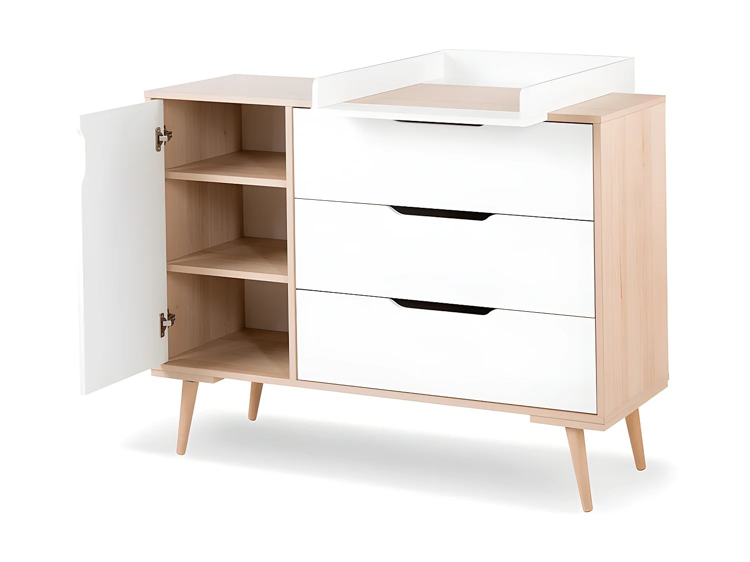 Plan à langer pour commode à langer LittleSky by Klups Sofie Hêtre et Blanc