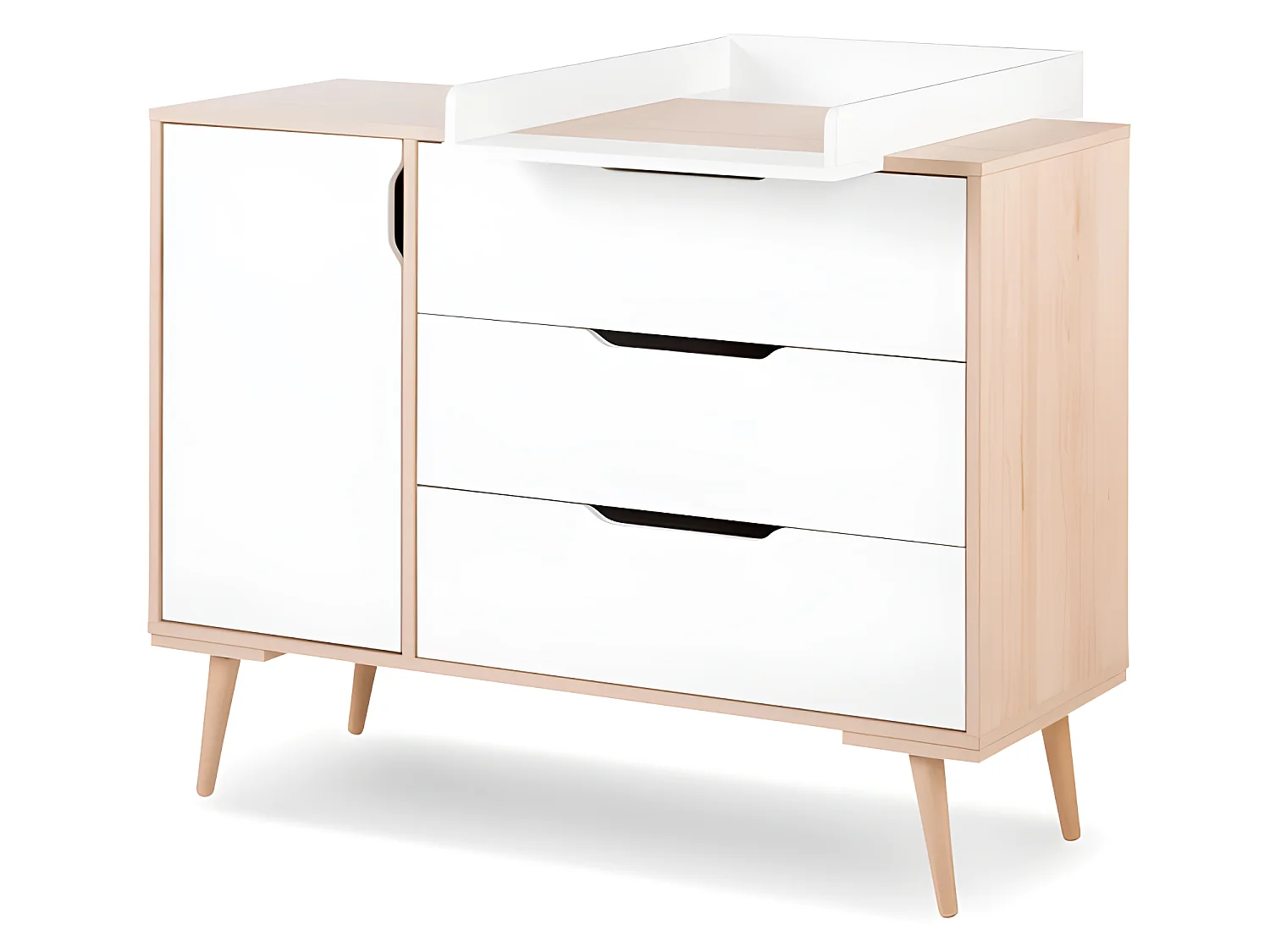 Plan à langer pour commode à langer LittleSky by Klups Sofie Hêtre et Blanc