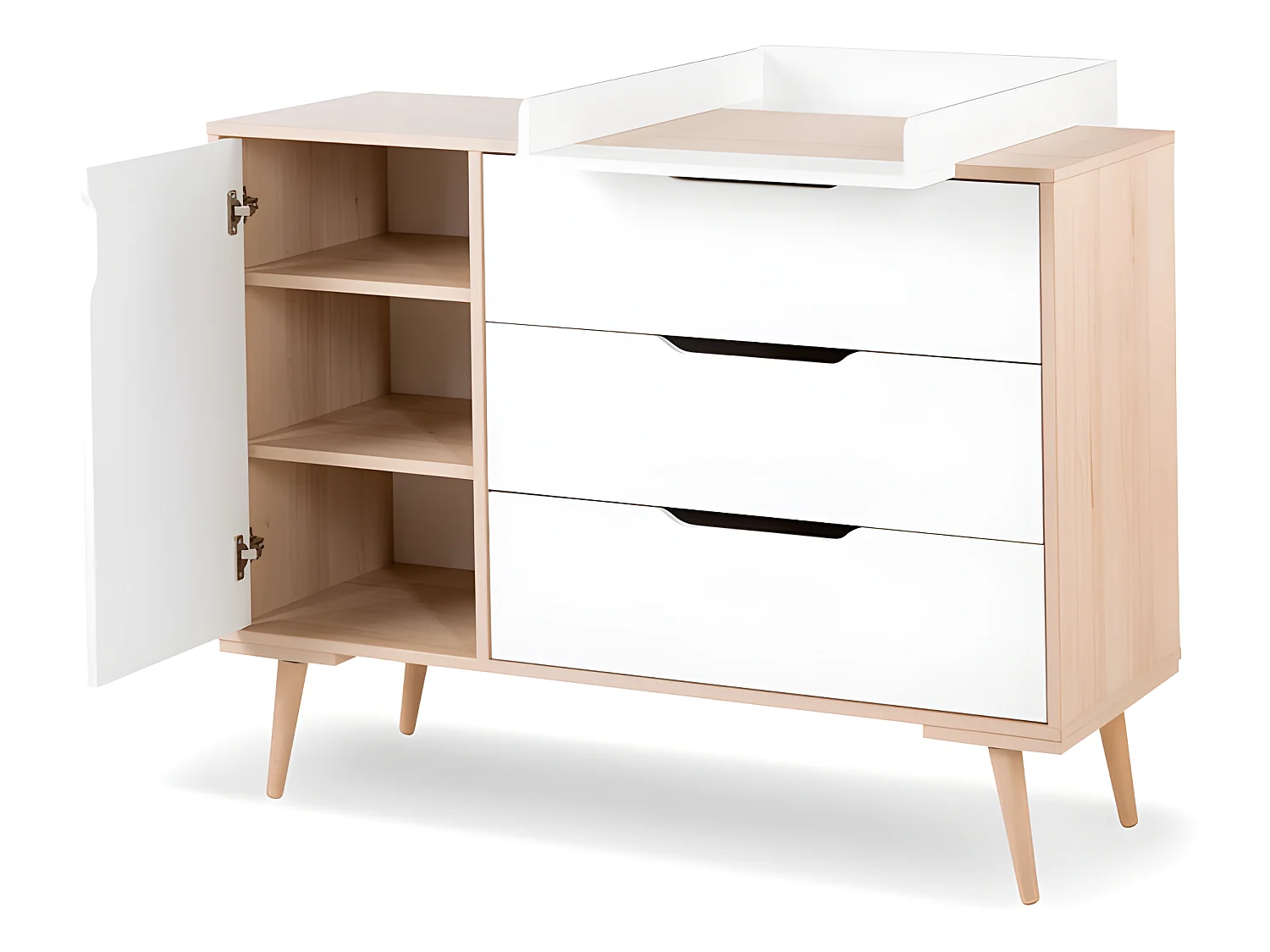 Plan à langer pour commode à langer LittleSky by Klups Sofie Hêtre et Blanc