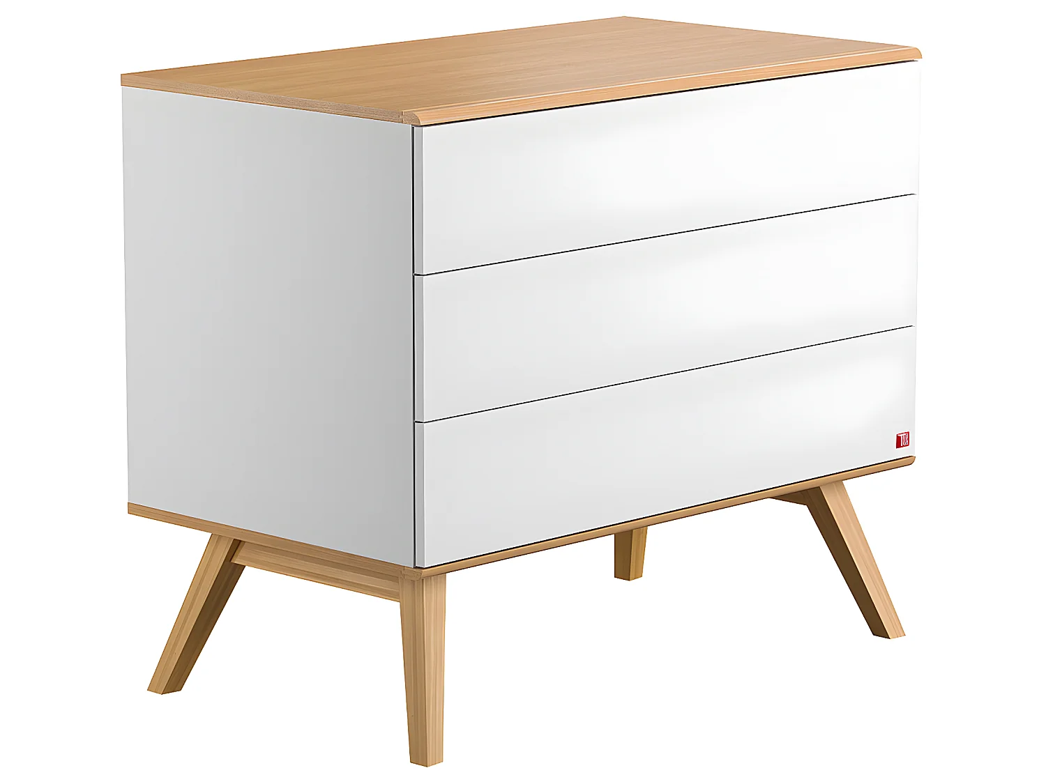 Commode 3 tiroirs Nature Blanc