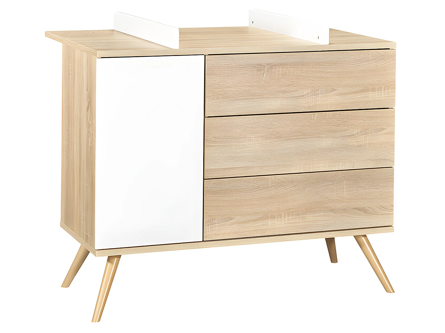 Plan à langer pour grande commode Seventies Bois et blanc