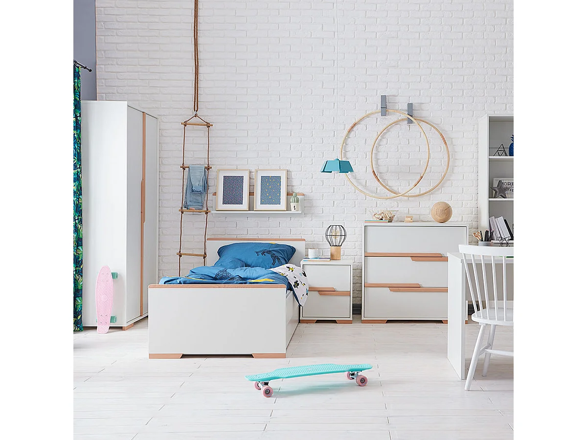 Commode 3 tiroirs Snap Blanc et bois