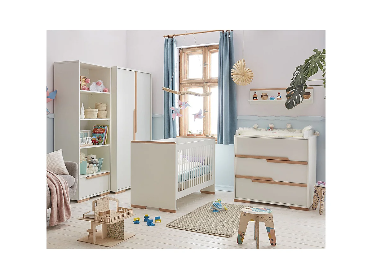 Commode 3 tiroirs Snap Blanc et bois