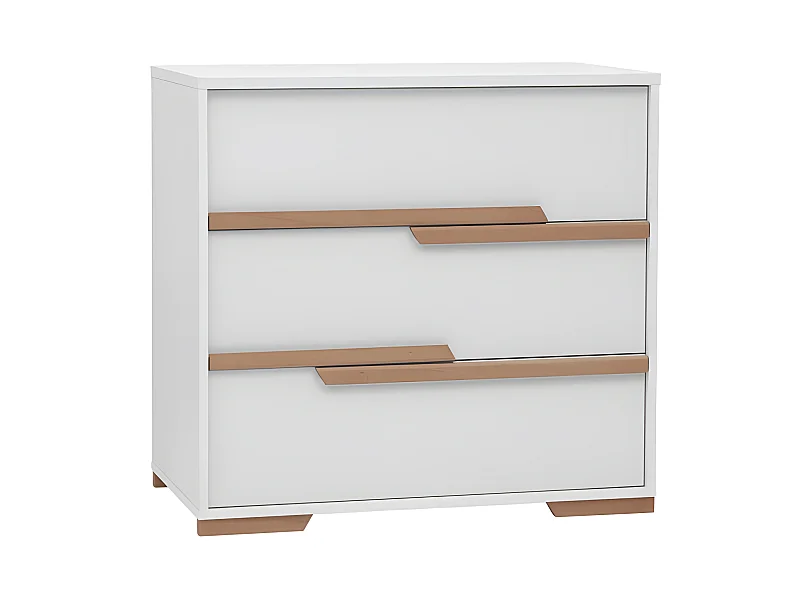 Commode 3 tiroirs Snap Blanc et bois