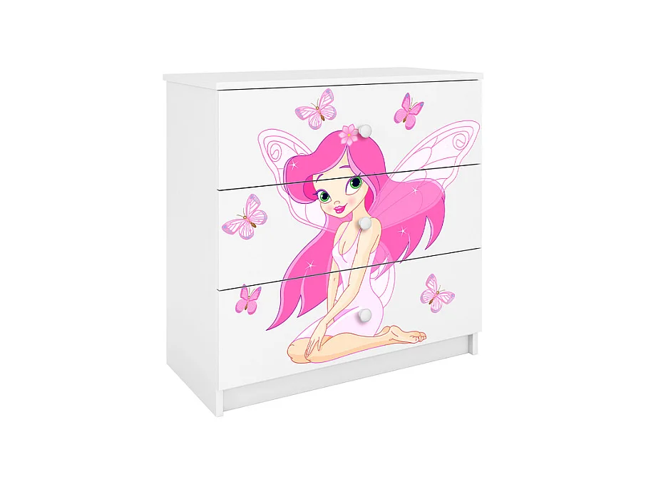 Kocot Kids Babydream Commode met 3 laden De Vlinder Fee - Wit