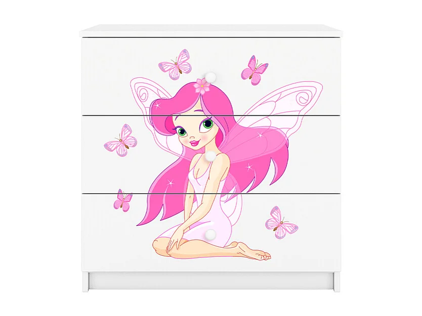 Commode 3 tiroirs Babydream La fée aux papillons - Blanc