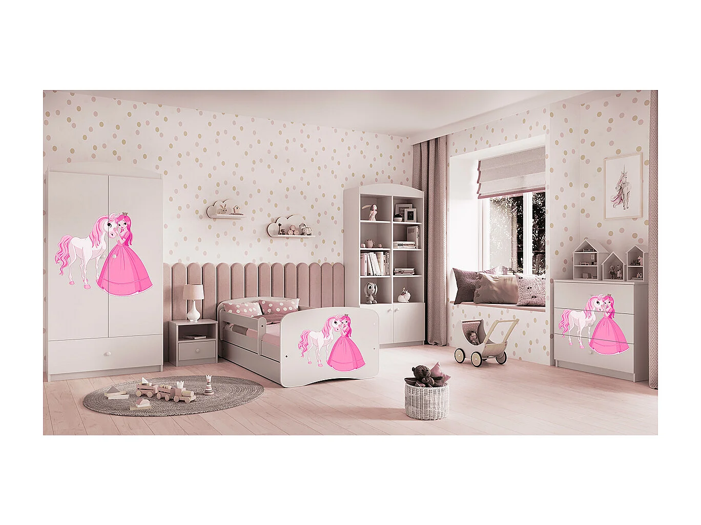 Kommode mit 3 Schubladen Kocot Kids Babydream Die Prinzessin und das Pferd - Weiß