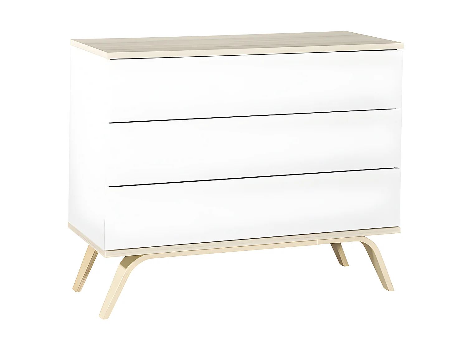 Commode 3 tiroirs Serena Blanc et bois