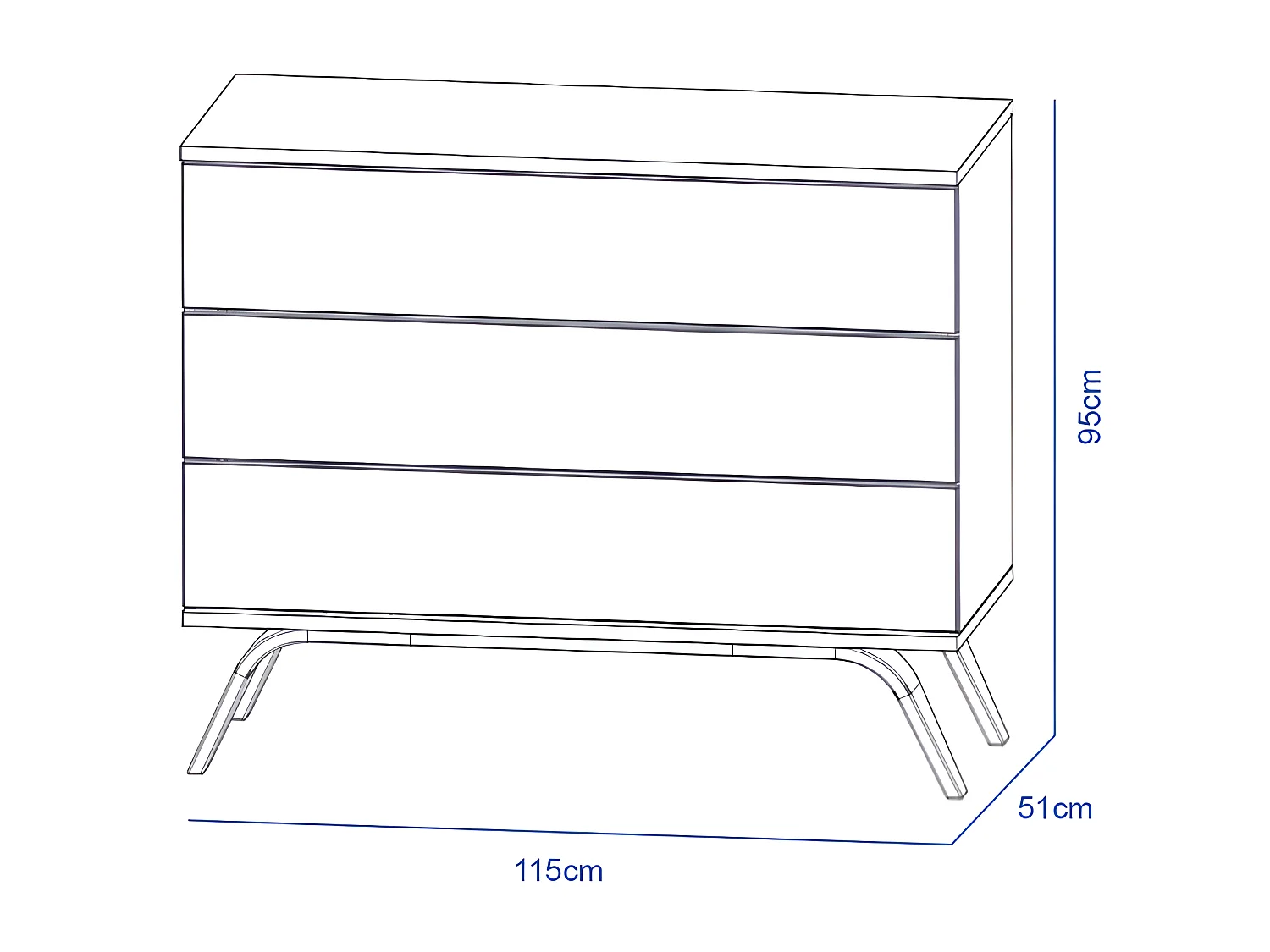 Commode 3 tiroirs Serena Blanc et bois