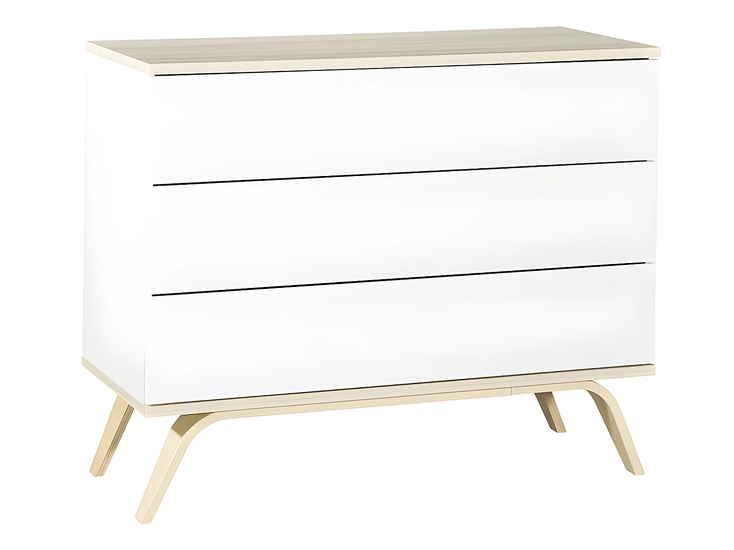 Commode 3 tiroirs Serena Blanc et bois