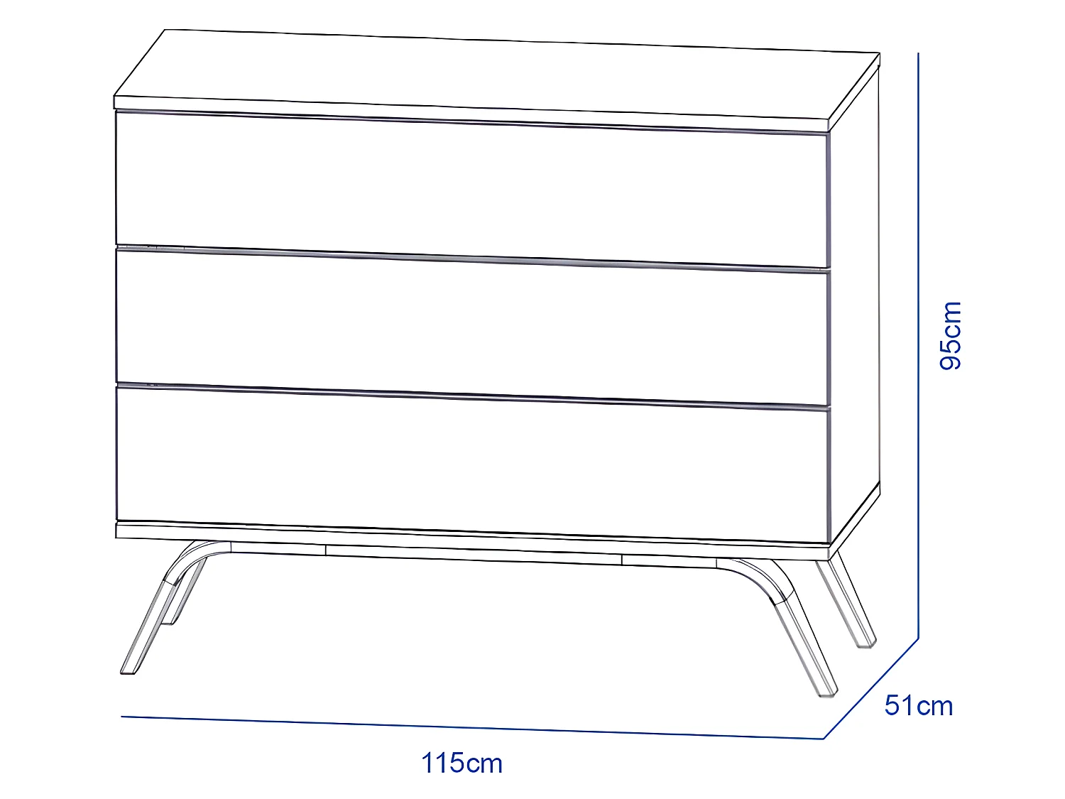 Commode 3 tiroirs Serena Blanc et bois