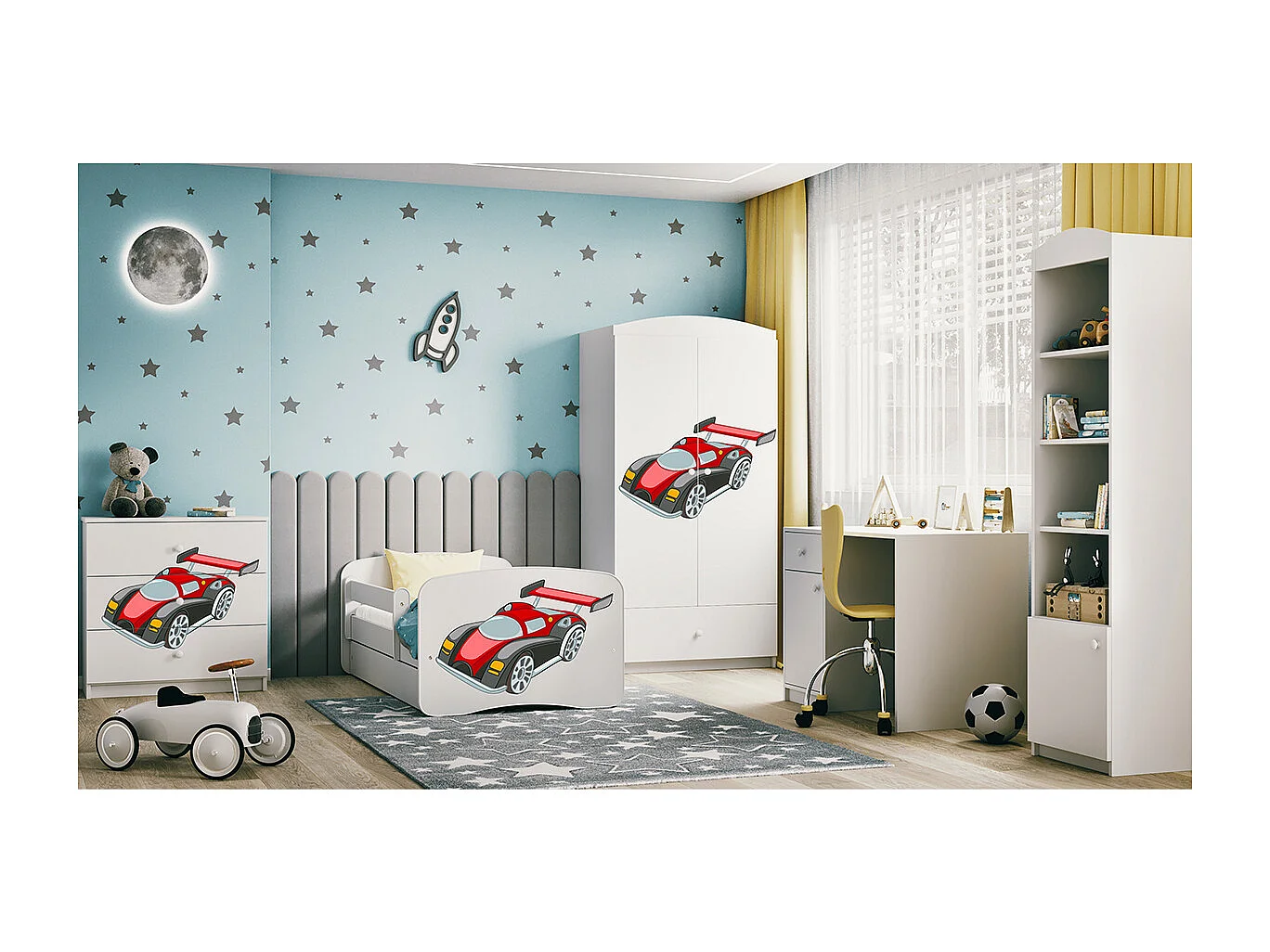 Kocot Kids Babydream 3 cassettiera Race Car - Bianco