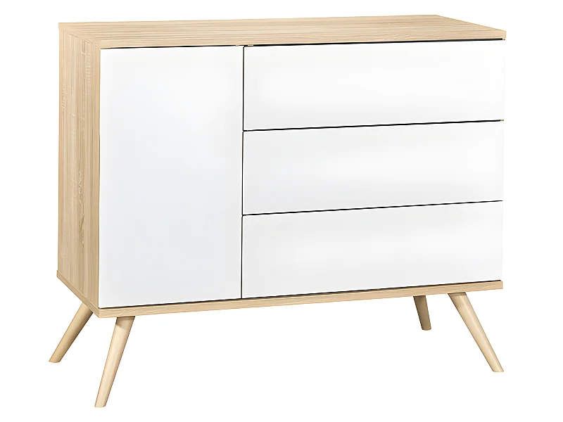 Arcón de madera de 1 puerta y 3 cajones