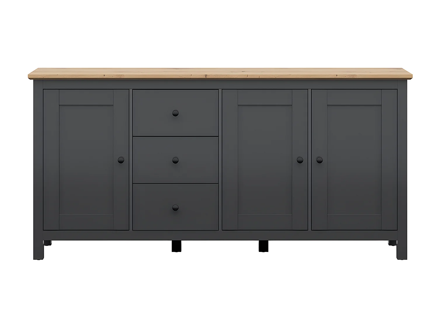 Duck 3-deurs dressoir met 3 laden Houtskoolgrijs