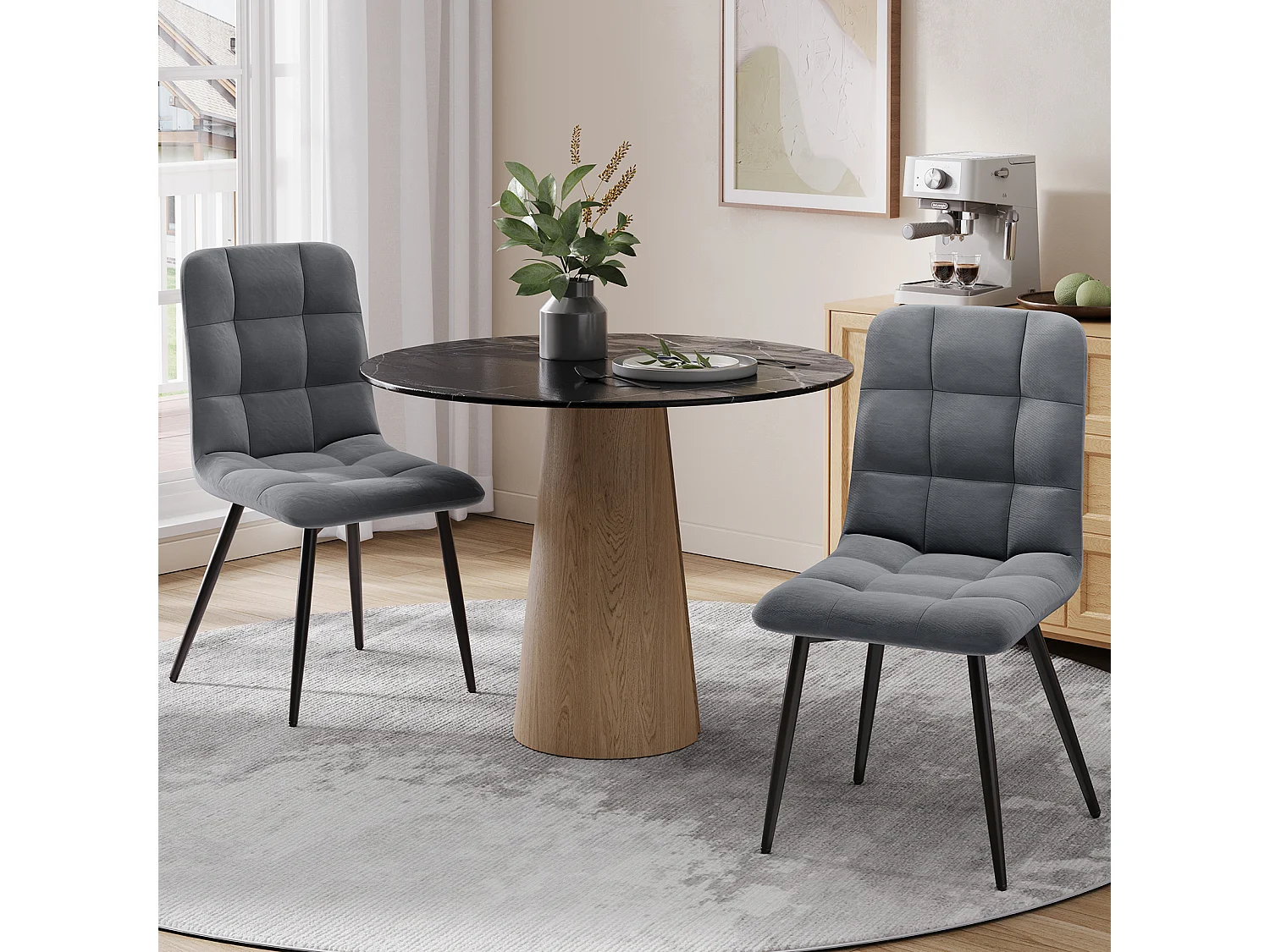Lot de 2 Chaises Salle à Manger HavenlyHome, Ergonomique, pour Salon, Chambre à Coucher, Noir