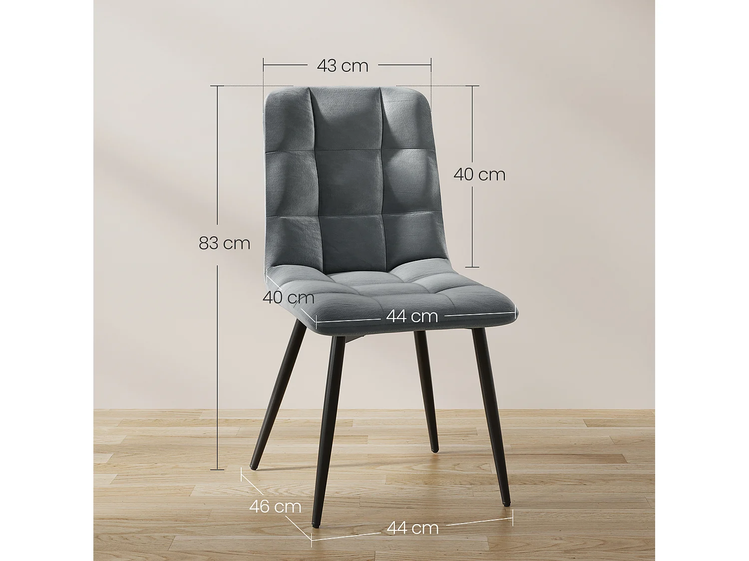 Lot de 2 Chaises Salle à Manger HavenlyHome, Ergonomique, pour Salon, Chambre à Coucher, Noir