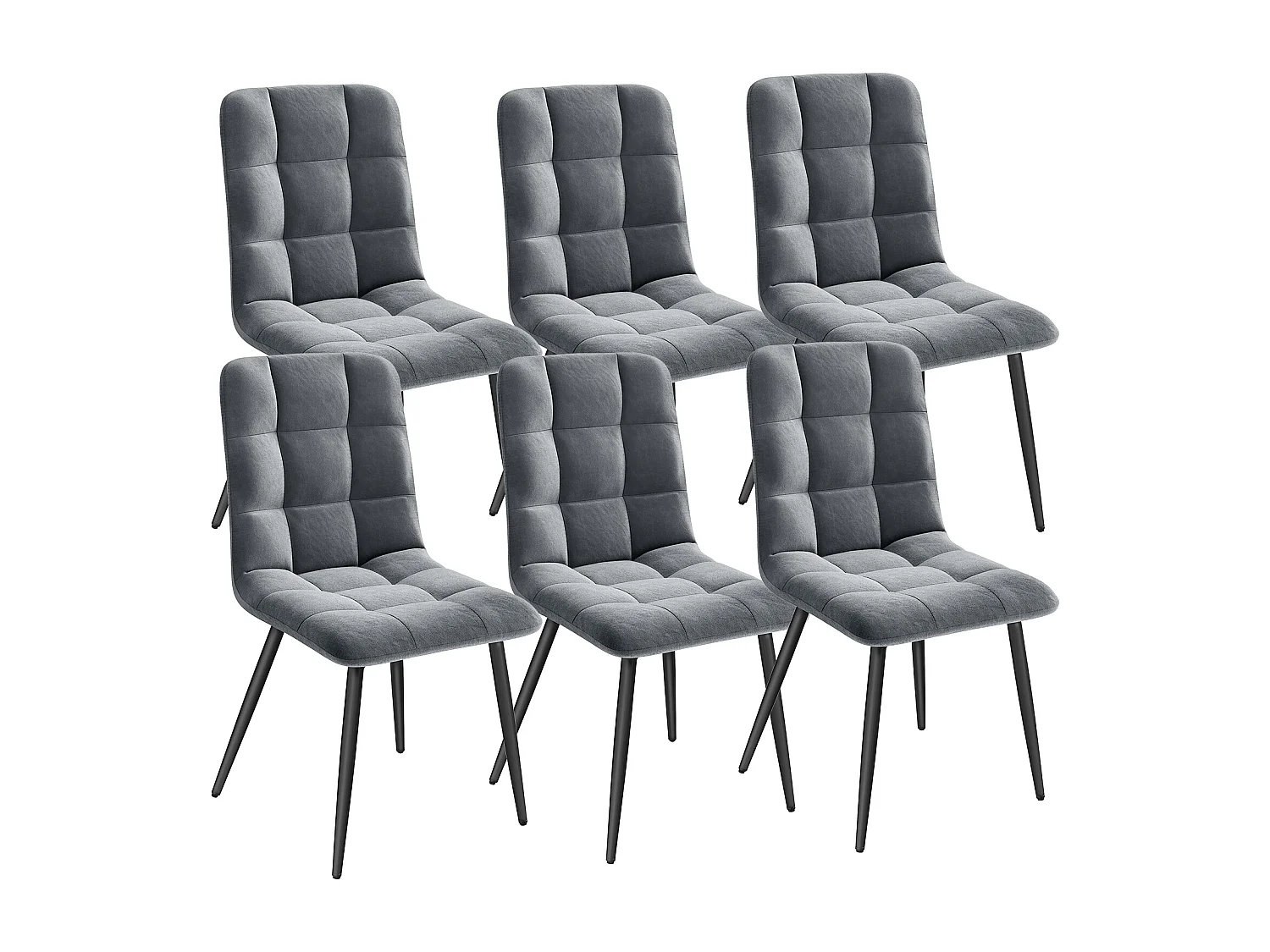 Lot de 6 Chaises Salle à Manger HavenlyHome, Ergonomique, pour Salon, Chambre à Coucher, Noir