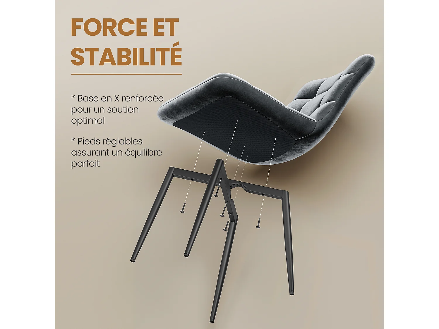 Lot de 6 Chaises Salle à Manger HavenlyHome, Ergonomique, pour Salon, Chambre à Coucher, Noir