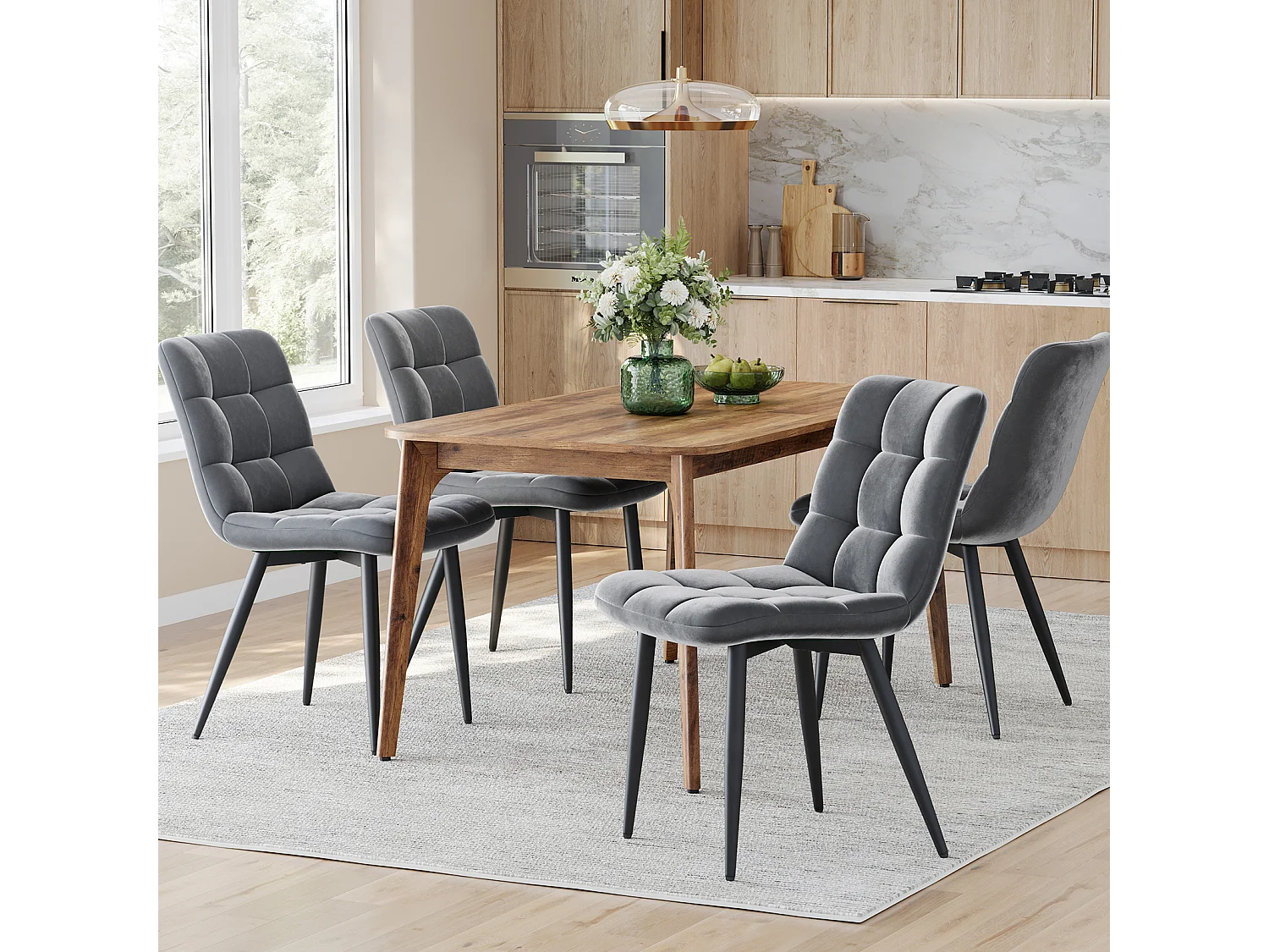 Lot de 6 Chaises Salle à Manger HavenlyHome, Ergonomique, pour Salon, Chambre à Coucher, Noir