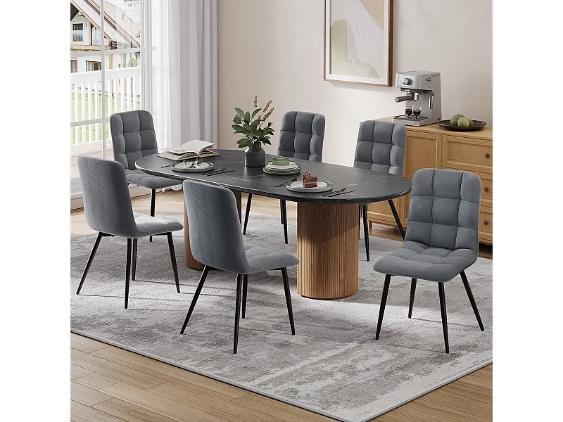 Lot de 6 Chaises Salle à Manger HavenlyHome, Ergonomique, pour Salon, Chambre à Coucher, Noir