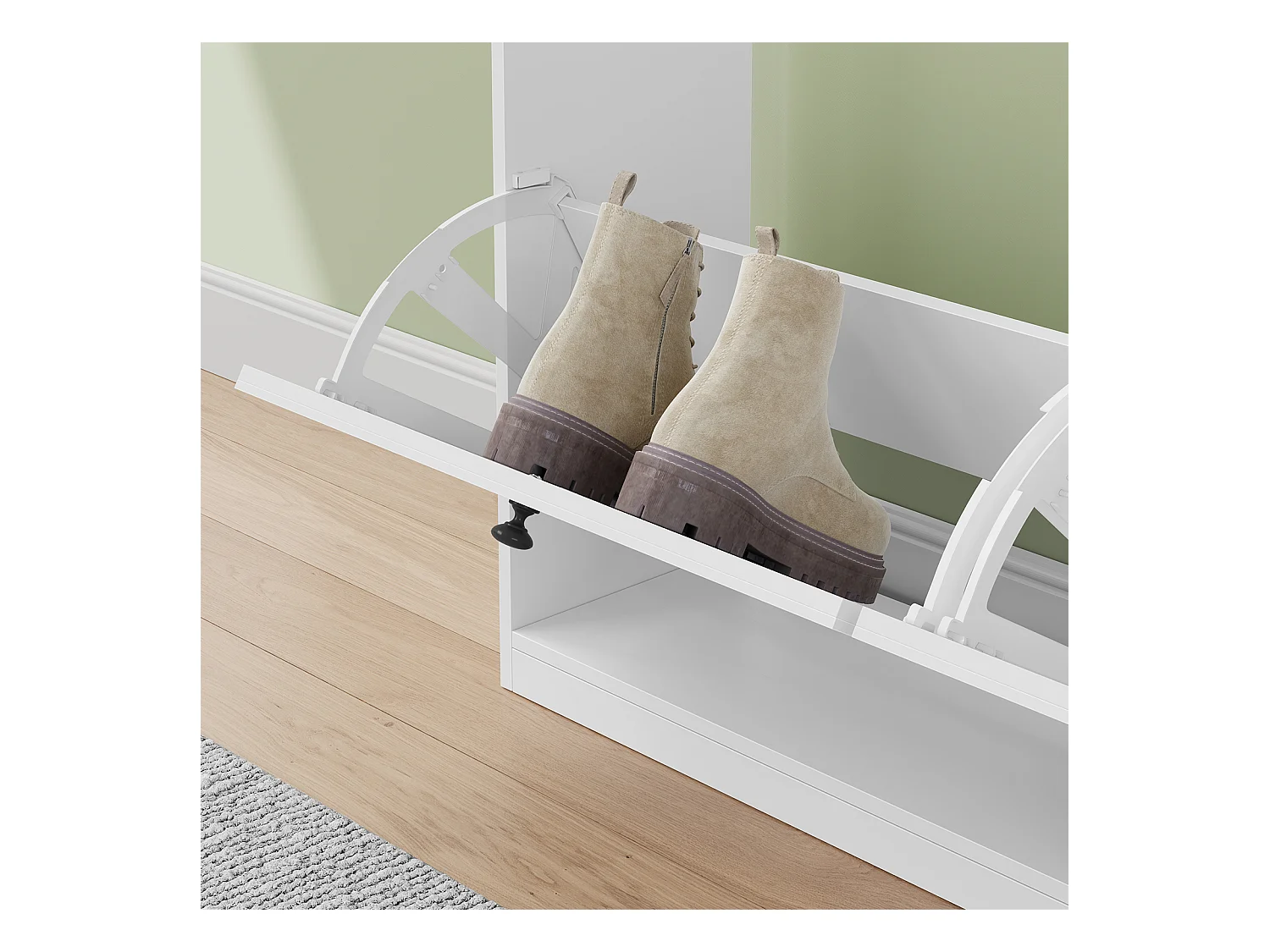 Meuble à Chaussures HavenlyHome, avec Coussin d'Assise, Étagères Réglables, 8 à 12 Paires, Banc d'Entrée, Couloir, Placard, Blanc