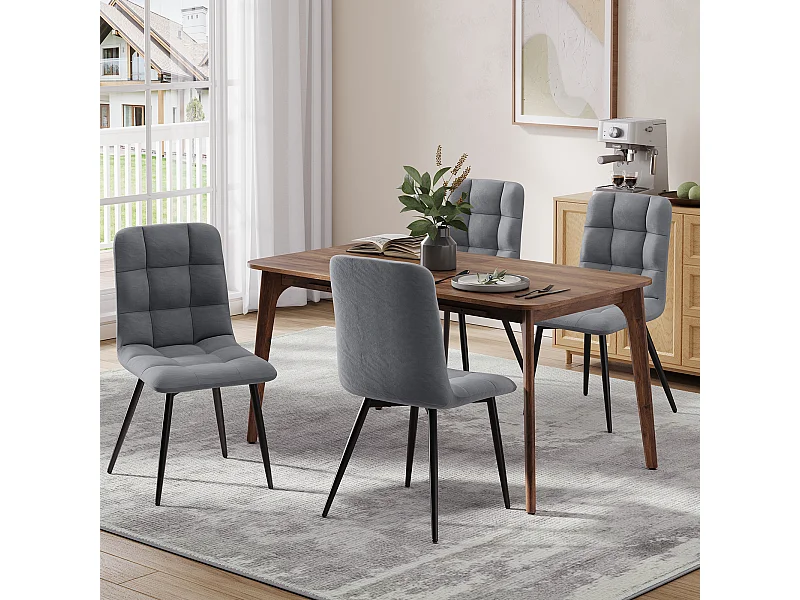 Lot de 4 Chaises Salle à Manger HavenlyHome, Ergonomique, pour Salon, Chambre à Coucher, Noir