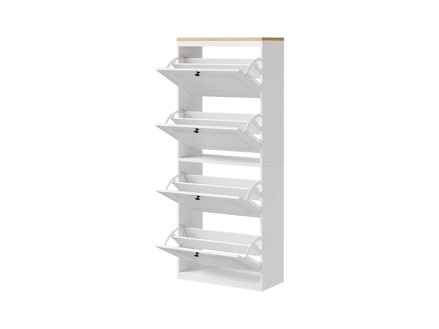 Meuble à Chaussures HavenlyHome, 3 Portes Abattantes, Étagères Réglable, 12 à 18 Paires, pour Entrée, Couloir, 60x24x117cm, Blanc