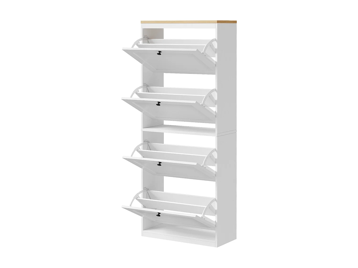 Meuble à Chaussures HavenlyHome, 3 Portes Abattantes, Étagères Réglable, 12 à 18 Paires, pour Entrée, Couloir, 60x24x117cm, Blanc