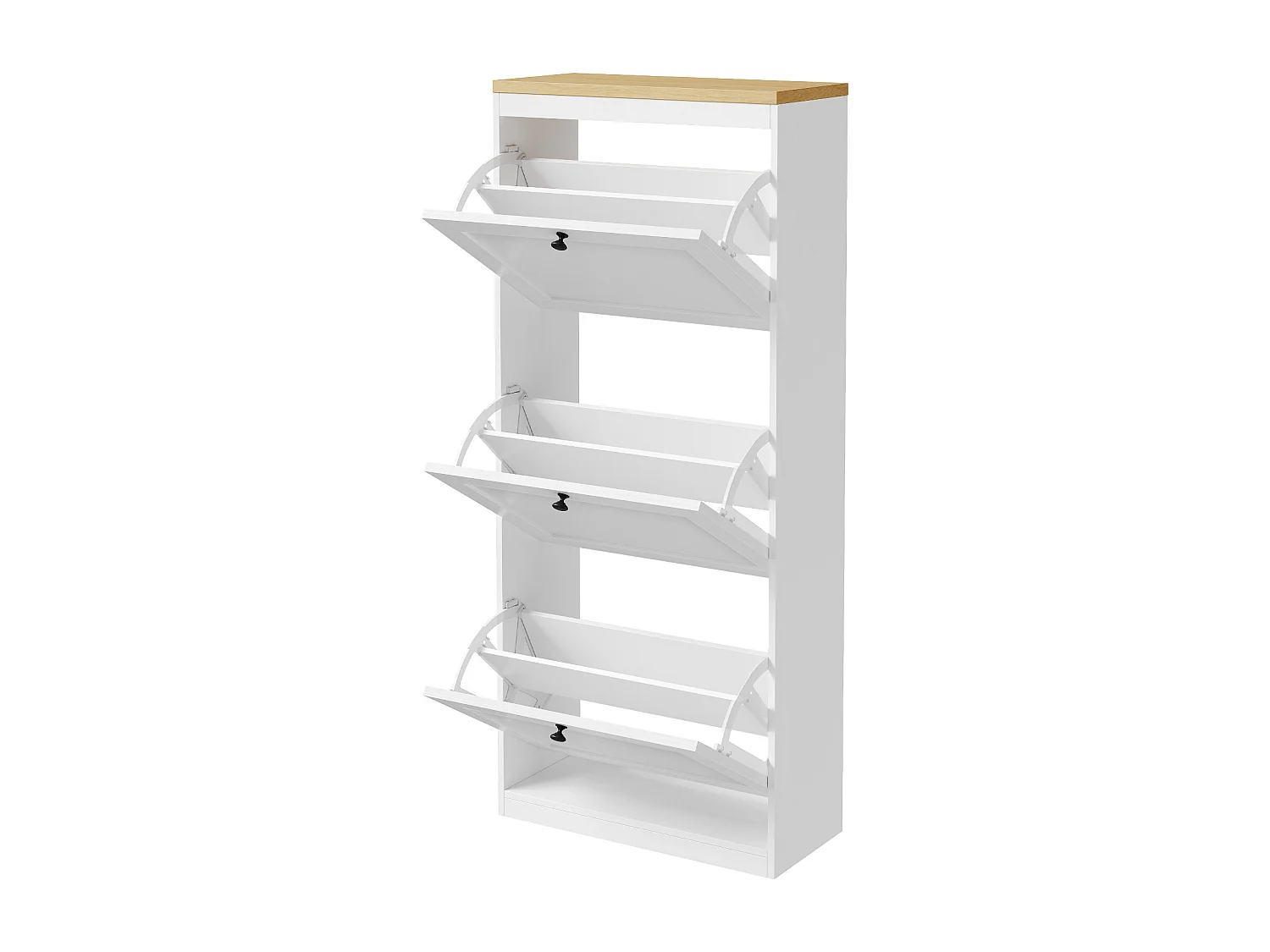Meuble à Chaussures HavenlyHome, 4 Portes Abattantes, Étagères Réglable, 16 à 24 Paires, pour Entrée, Couloir, 60x24x150 cm, Blanc