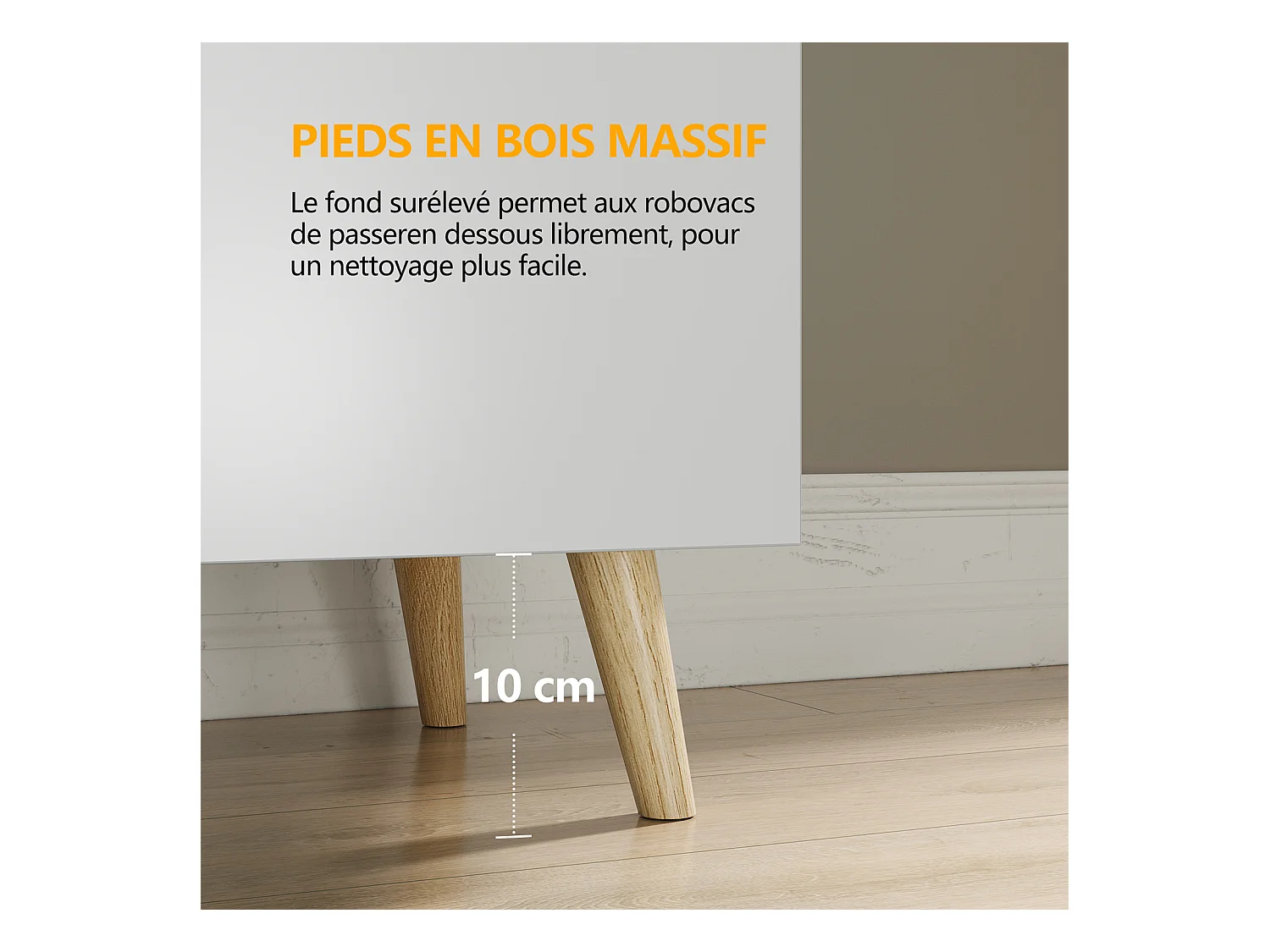 Meuble TV LED 140 cm HavenlyHome, Support TV avec 2 Portes et 2 Etagères, pour Télévision jusqu'à 65", pour Salon et Chambre, Blanc