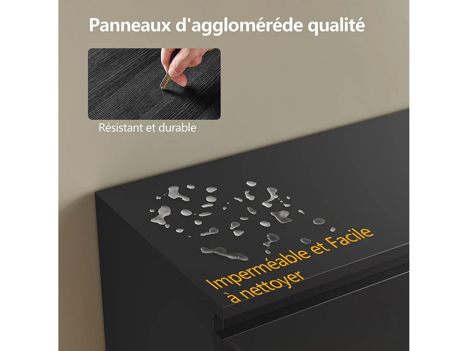 Meuble TV LED 120 cm HavenlyHome, Support TV avec 2 Portes et 2 Etagères, pour Télévision jusqu'à 55", pour Salon et Chambre, Noir