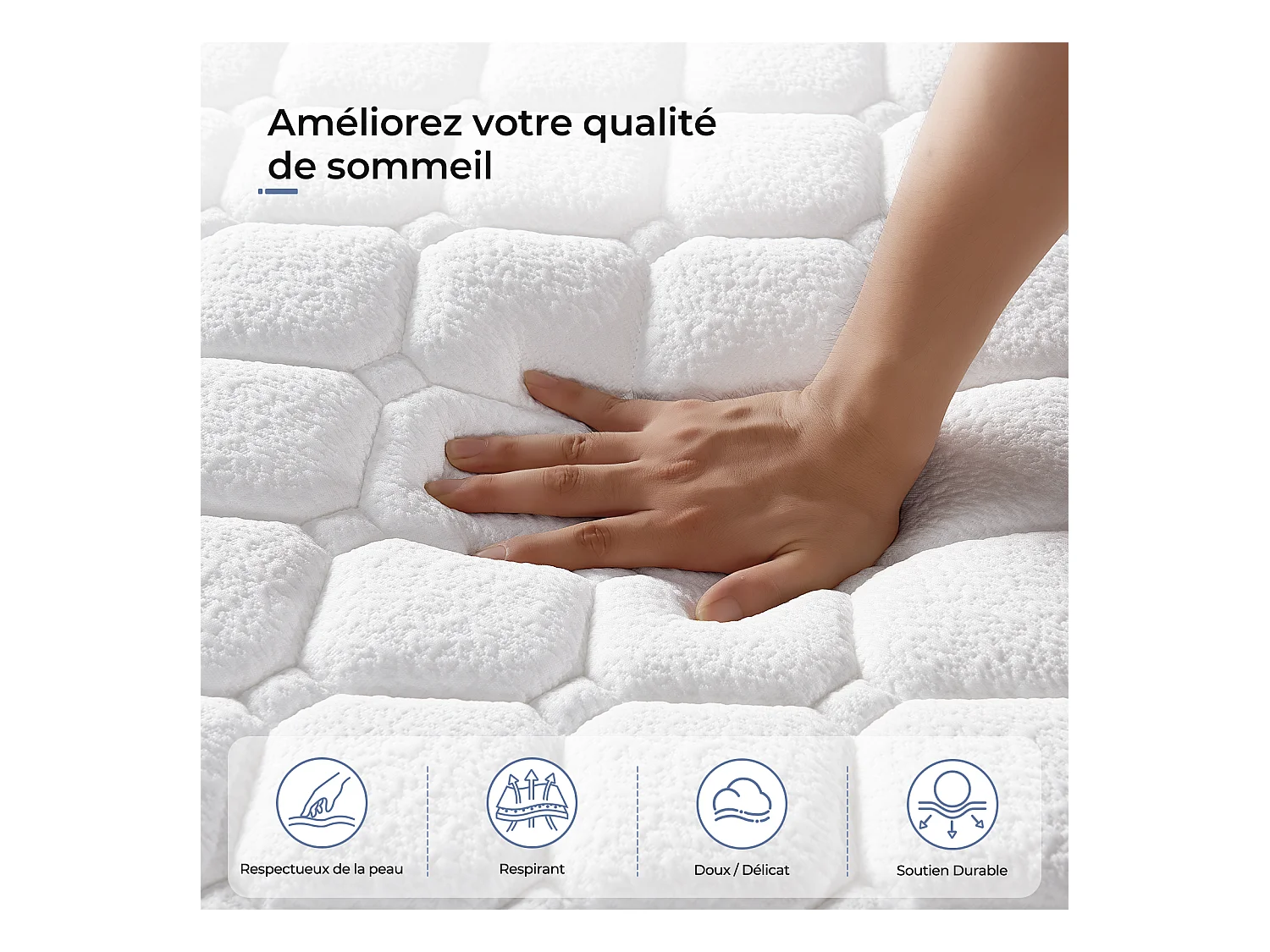Matelas 140x190 cm INRE, Épais 30cm, Matelas Hybride, Ressorts Ensachés Mémoire de Forme, 7 Zones, Ferme