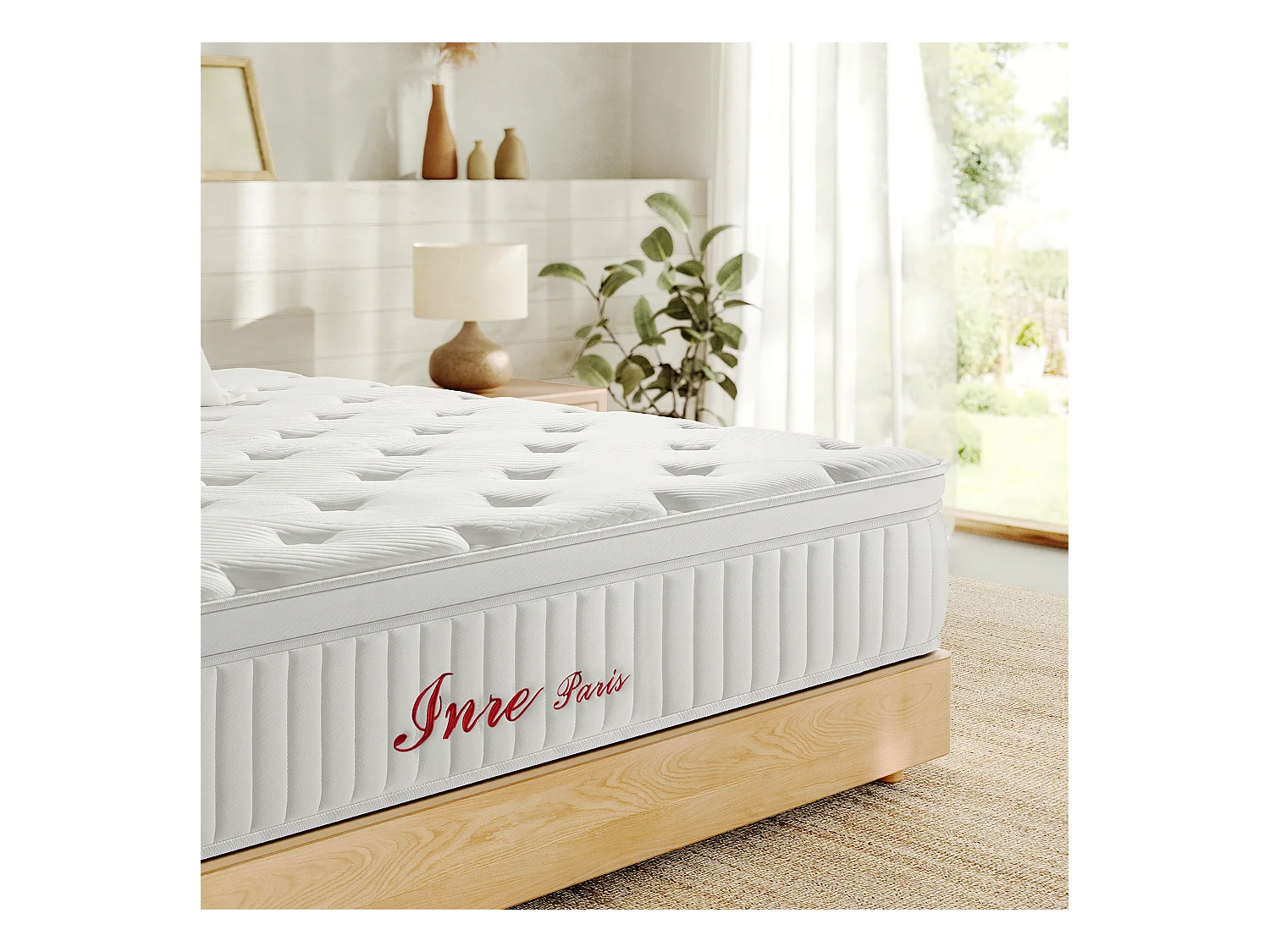 Matelas 140x190 cm INRE, Épais 30 cm, Hybride, Ressorts Ensachés, Mémoire de Forme, 7 Zones, Moyenne Ferme, Confort et Qualité Exceptionnels