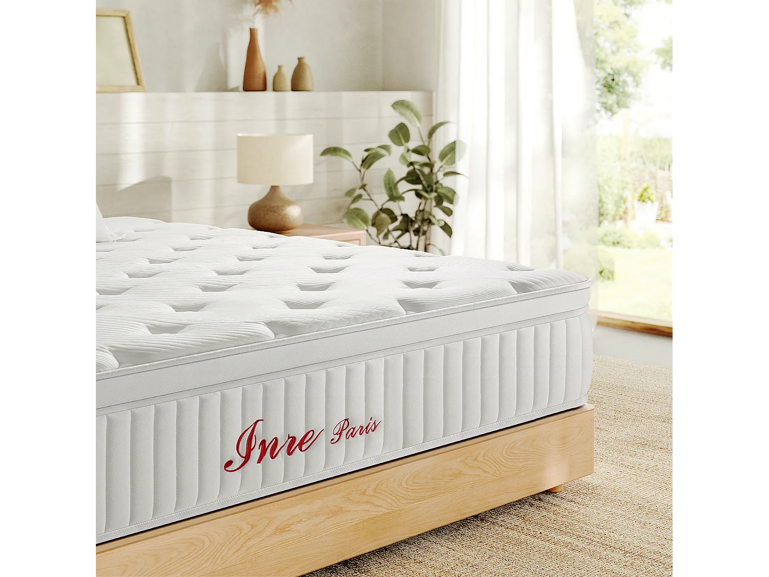 Matelas 140x190 cm INRE, Épais 30 cm, Hybride, Ressorts Ensachés, Mémoire de Forme, 7 Zones, Moyenne Ferme, Confort et Qualité Exceptionnels
